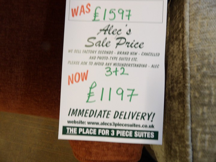 Sofa #3784 at Alec's clearance warehouse, Bolton