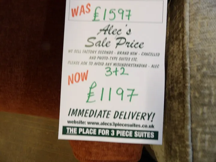 Sofa #3658 at Alec's clearance warehouse, Bolton