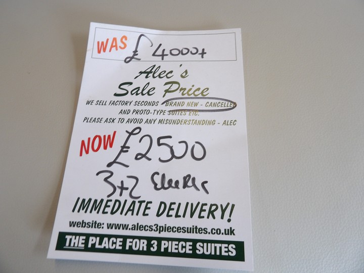 Sofa #4091 at Alec's clearance warehouse, Bolton