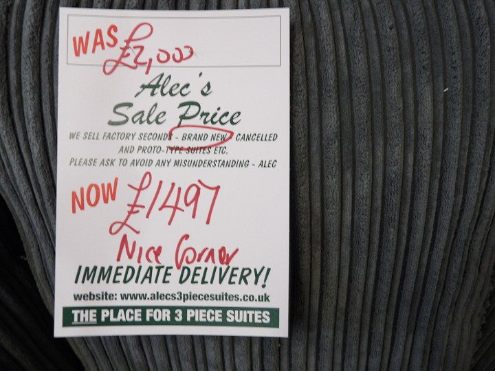 Sofa #401 at Alec's clearance warehouse, Bolton