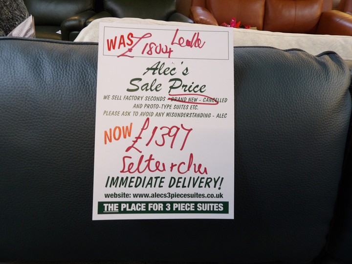 Sofa #495 at Alec's clearance warehouse, Bolton