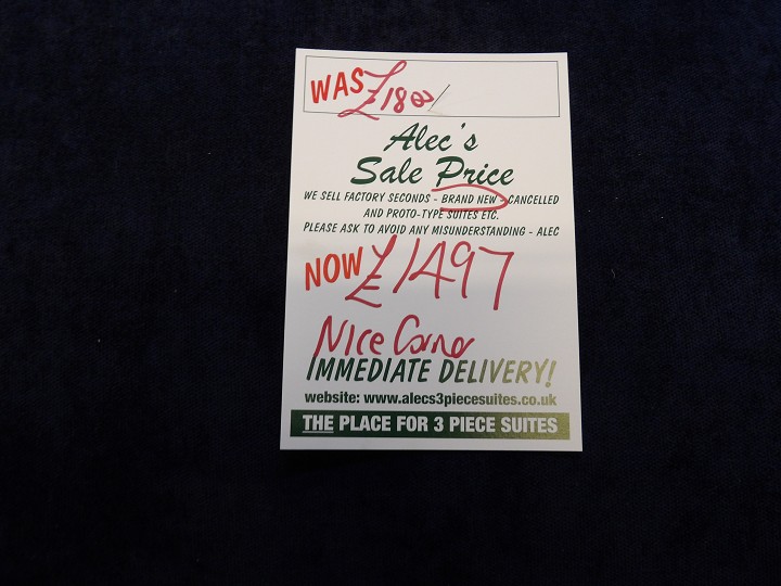 Sofa #496 at Alec's clearance warehouse, Bolton