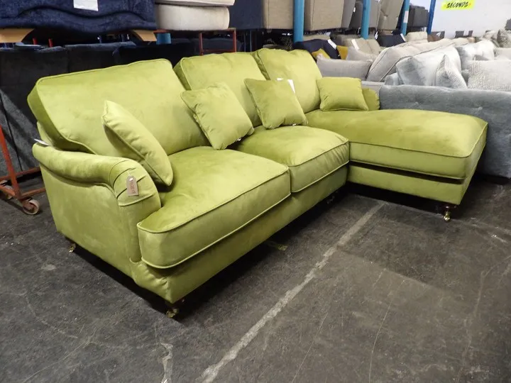 Lime Green Fabric Corner Sofa with Chaise