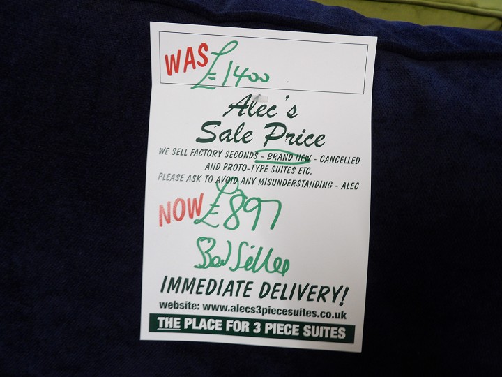 Sofa #169 at Alec's clearance warehouse, Bolton