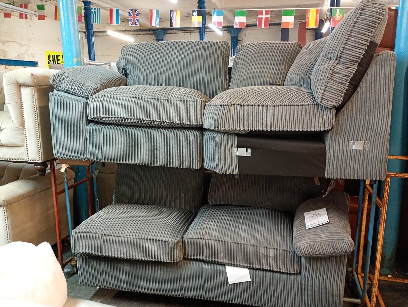 Grey Jumbo Cord Corner Sofa
