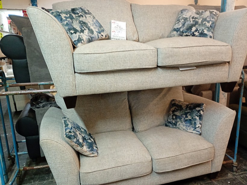 Silver Grey Weave 3 and 2 Seater Sofa Set
