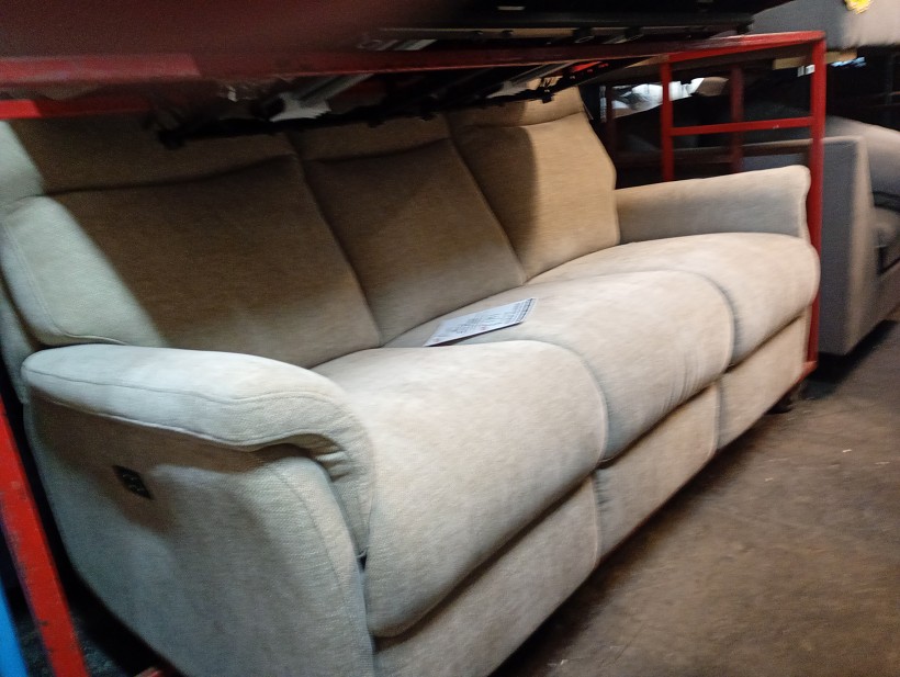 Oatmeal chenille 3 seater power recliner sofa