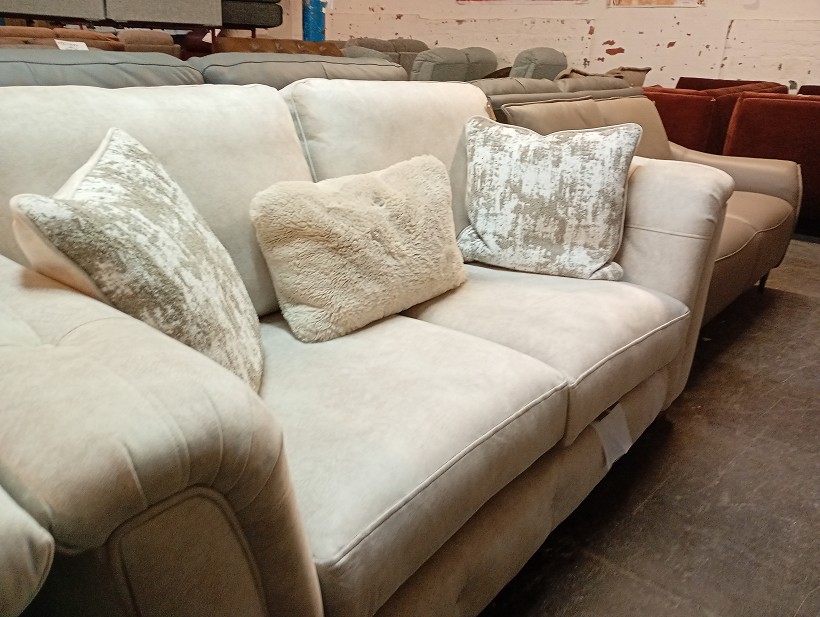 Cream Soft Touch Fabric Sofa Set with Scatter Cushions