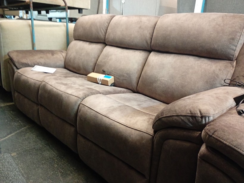Mocha Suede Effect 3 Seater and Armchair Power Recliner Set