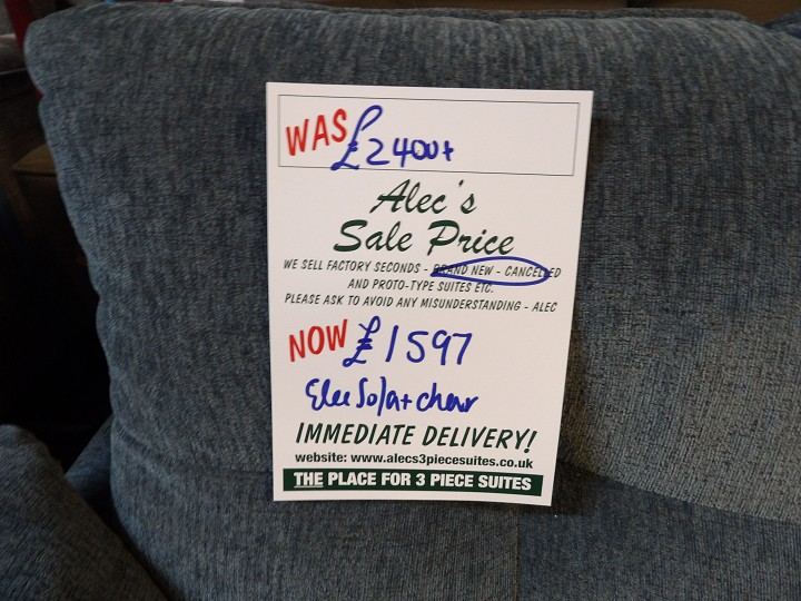 Sofa #1274 at Alec's clearance warehouse, Bolton