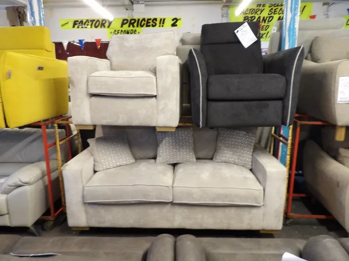 Beige Fabric 3 Seater and Armchair Set