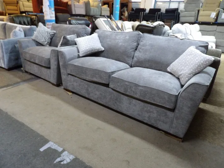 3+2+1 Grey Fabric Sofa Set with Scatter Cushions