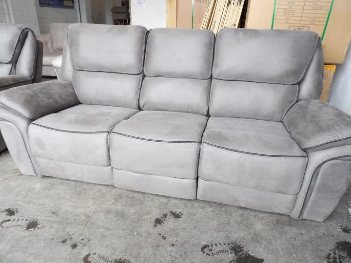 Grey Microfibre Fabric Recliner 3 Seater and Armchair Set