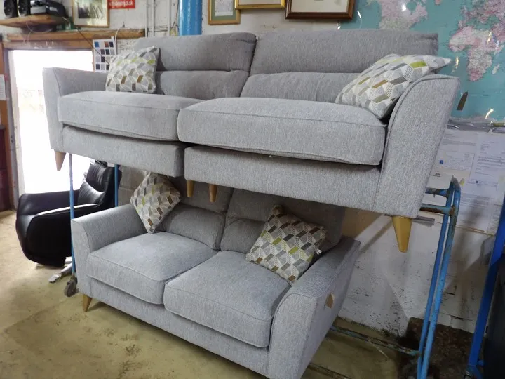 3+2 Light Grey Fabric Sofa Set with Scatter Cushions