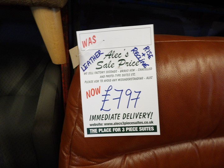 Sofa #1198 at Alec's clearance warehouse, Bolton