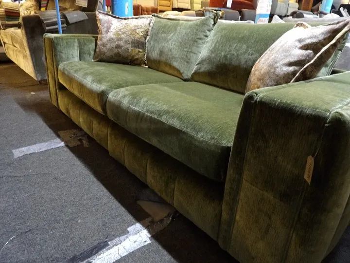 3 Seater and Green Velvet Accent Chair Set