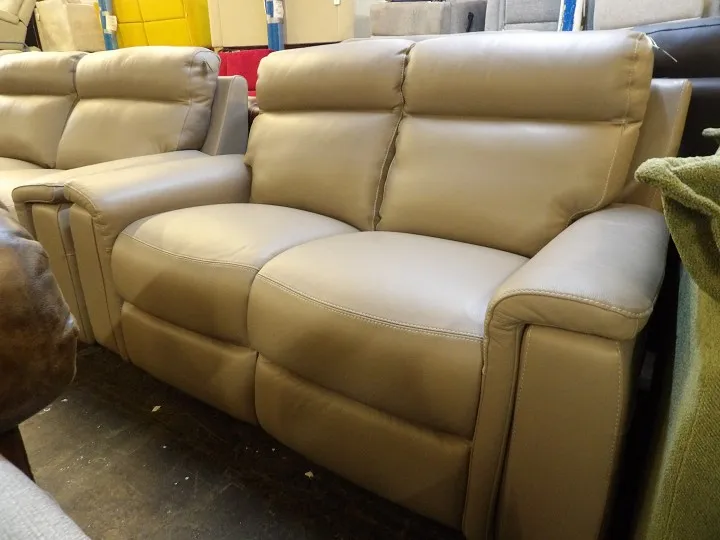 3+2 Beige Leather Sofa Set