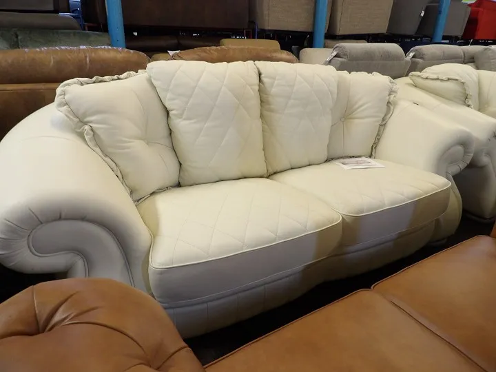 White Leather 3 Seater and Armchair Set