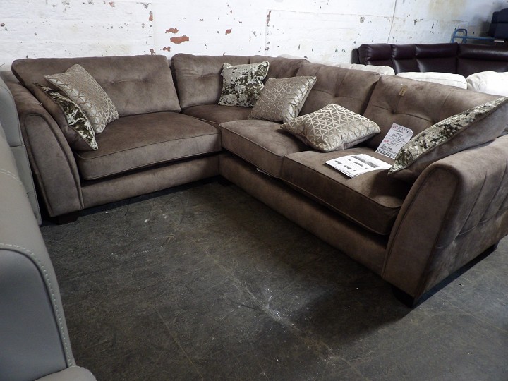 Mink Brown Fabric Corner Sofa