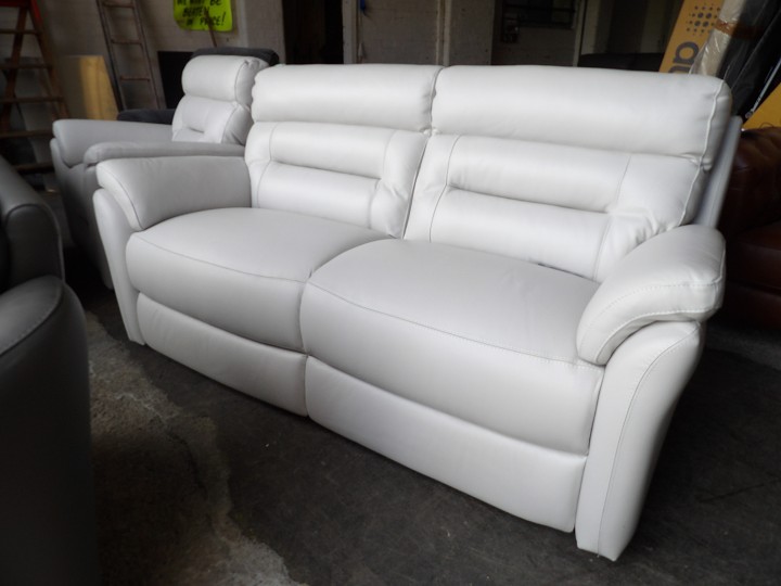 White leather 3 seater sofa