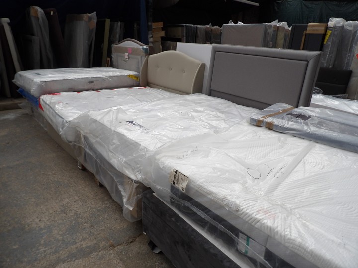 Divan bases with upholstered headboards at Alec's, Bolton