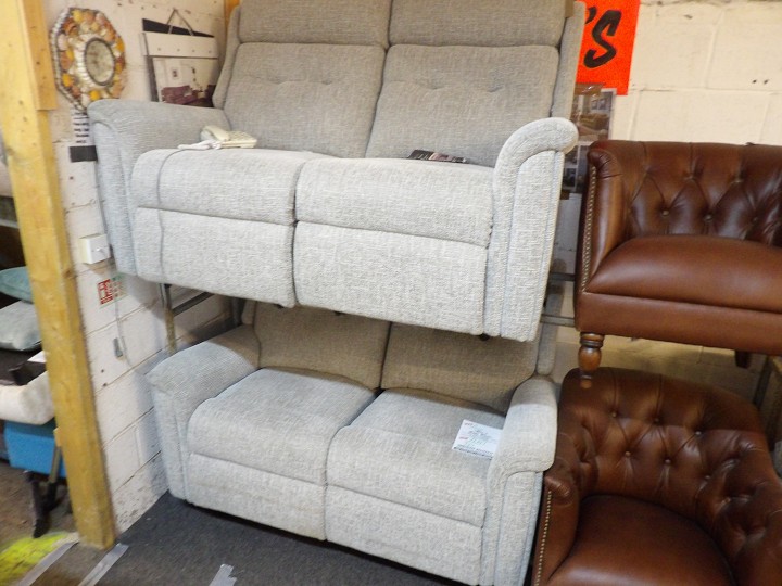 Light Grey Fabric 2 Seater Recliner Sofa