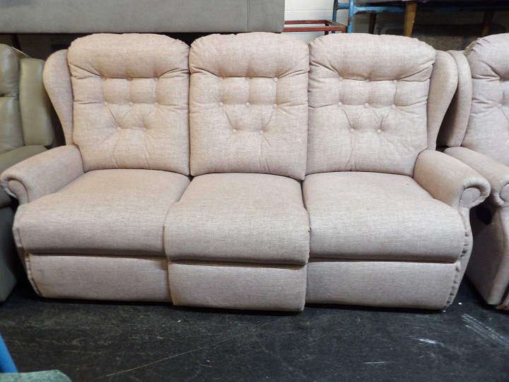 Beige Fabric High Back 3 and 2 Seater Recliner Suite