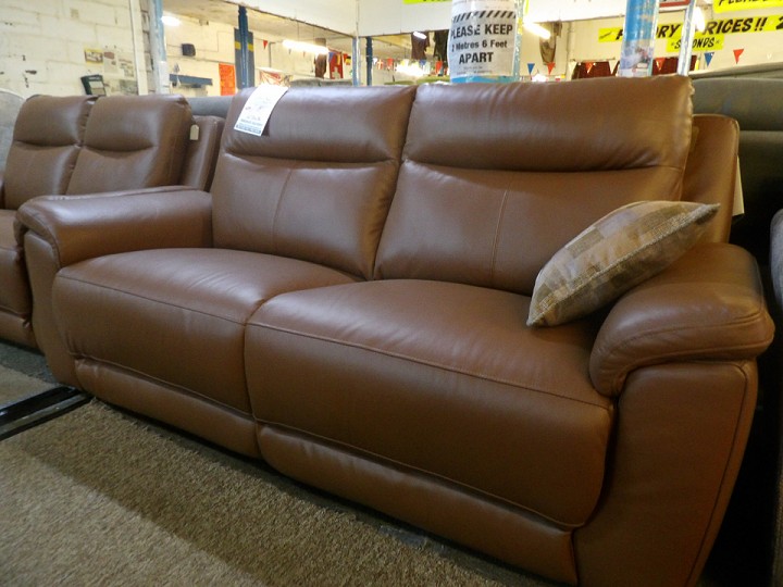 Tan Leather 3 and 2 Seater Sofa Set