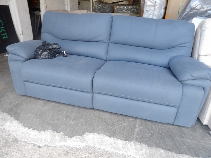 Blue Fabric Recliner Sofa
