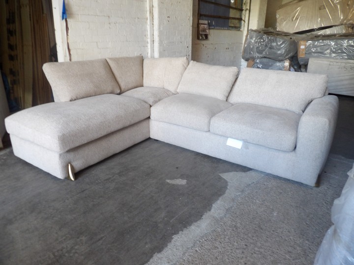 Beige Fabric Corner Sofa with Chaise