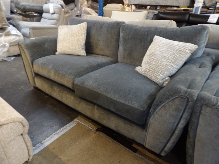Grey Velvet 3 Seater Sofa