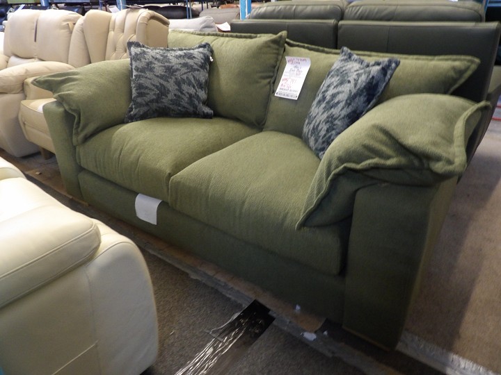 Olive Green Fabric 3 Seater Sofa