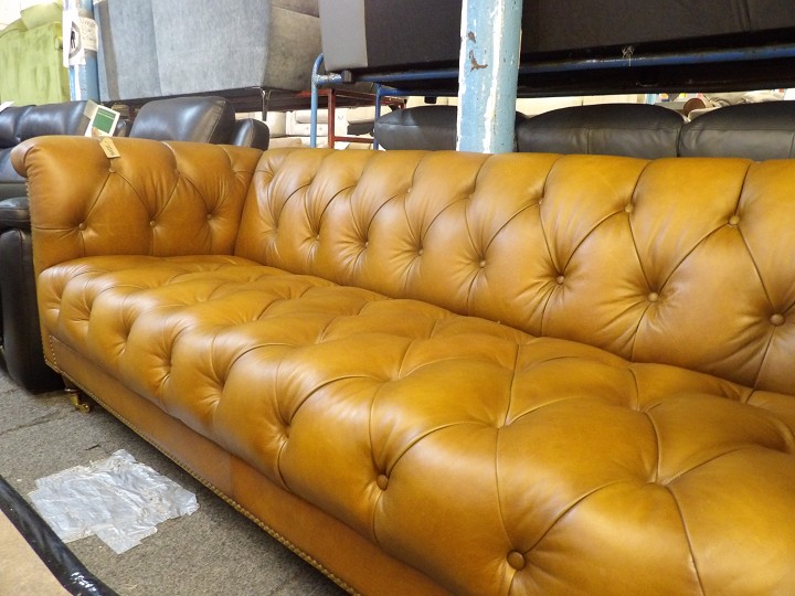 Tan Leather Chesterfield Sofa