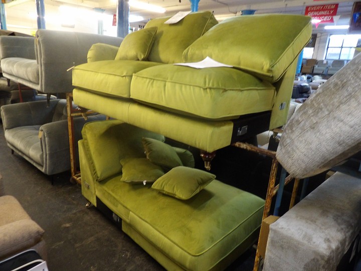 Lime Green Velvet 2 Seater Sofa
