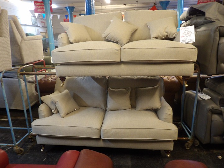 Beige Fabric 2 Seater Sofa