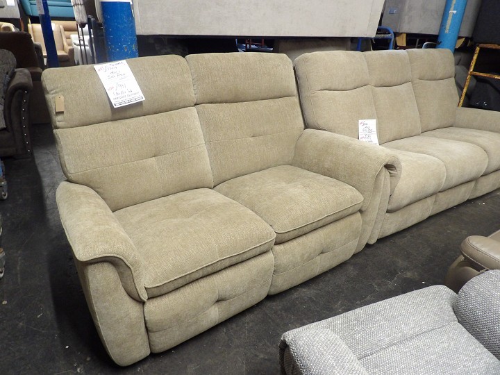 Beige Fabric Recliner 3 and 2 Seater Sofa Set