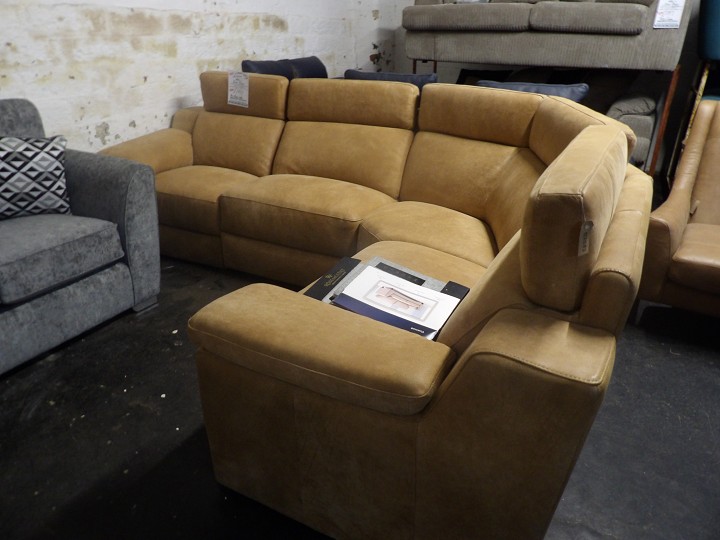 Camel Nubuck Leather Corner Sofa