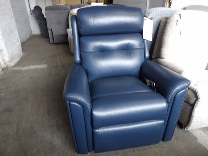 Blue Leather Recliner Armchair