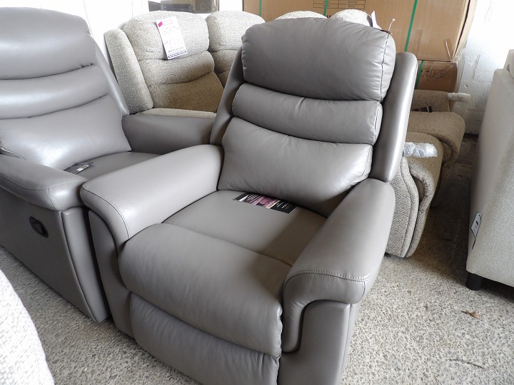 Grey Leather Recliner Armchair