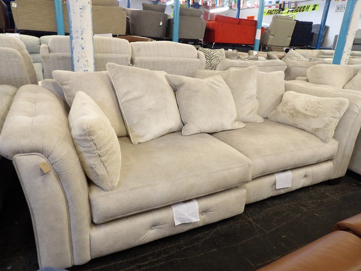 Chunky Cream Fabric 4 Seater Sofa with Cuddle Chair