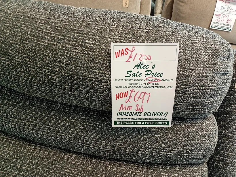 Sofa in stock at Alec's ready for Lancashire delivery