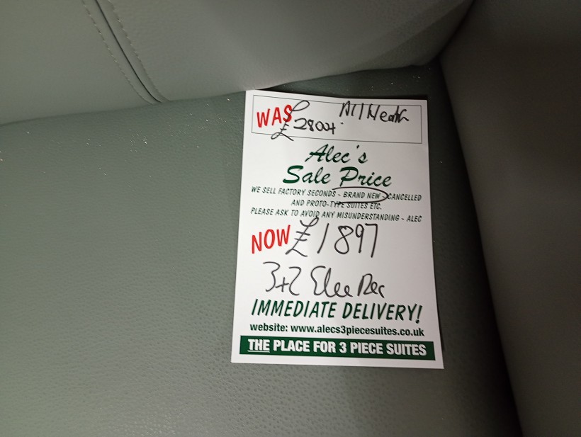 Sofa #337 at Alec's clearance warehouse, Bolton