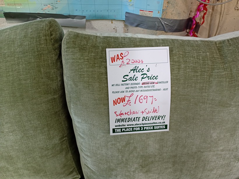 Sofa #328 at Alec's clearance warehouse, Bolton