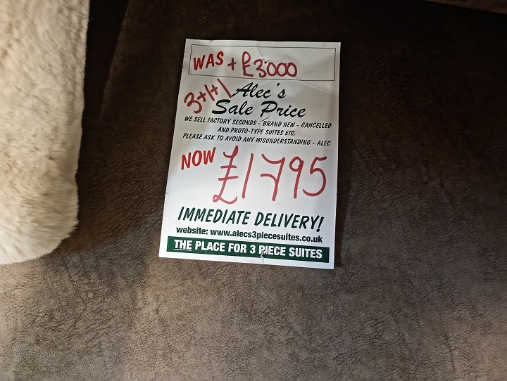 Sofa #480 at Alec's clearance warehouse, Bolton