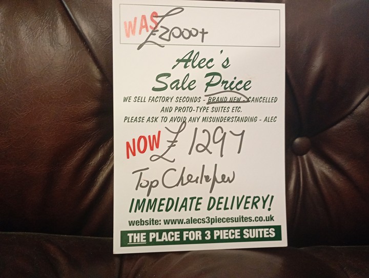 Sofa #469 at Alec's clearance warehouse, Bolton