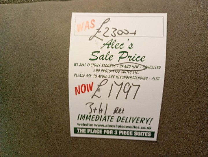 Sofa #860 at Alec's clearance warehouse, Bolton