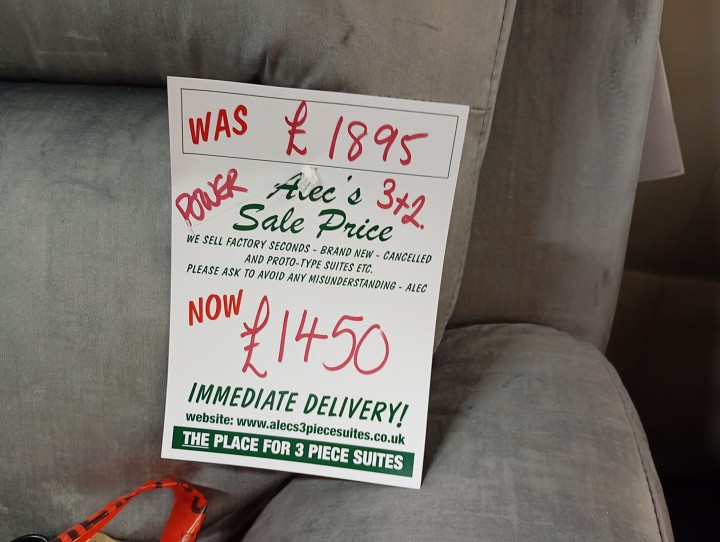 Sofa #1434 at Alec's clearance warehouse, Bolton