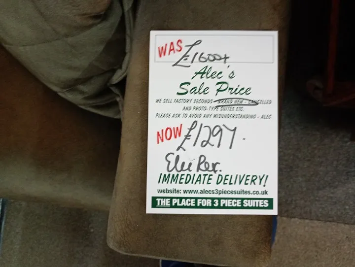 Sofa #1066 at Alec's clearance warehouse, Bolton
