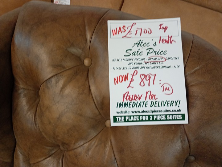 Sofa #1294 at Alec's clearance warehouse, Bolton