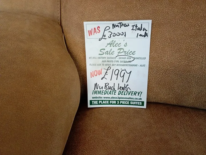 Sofa #1027 at Alec's clearance warehouse, Bolton